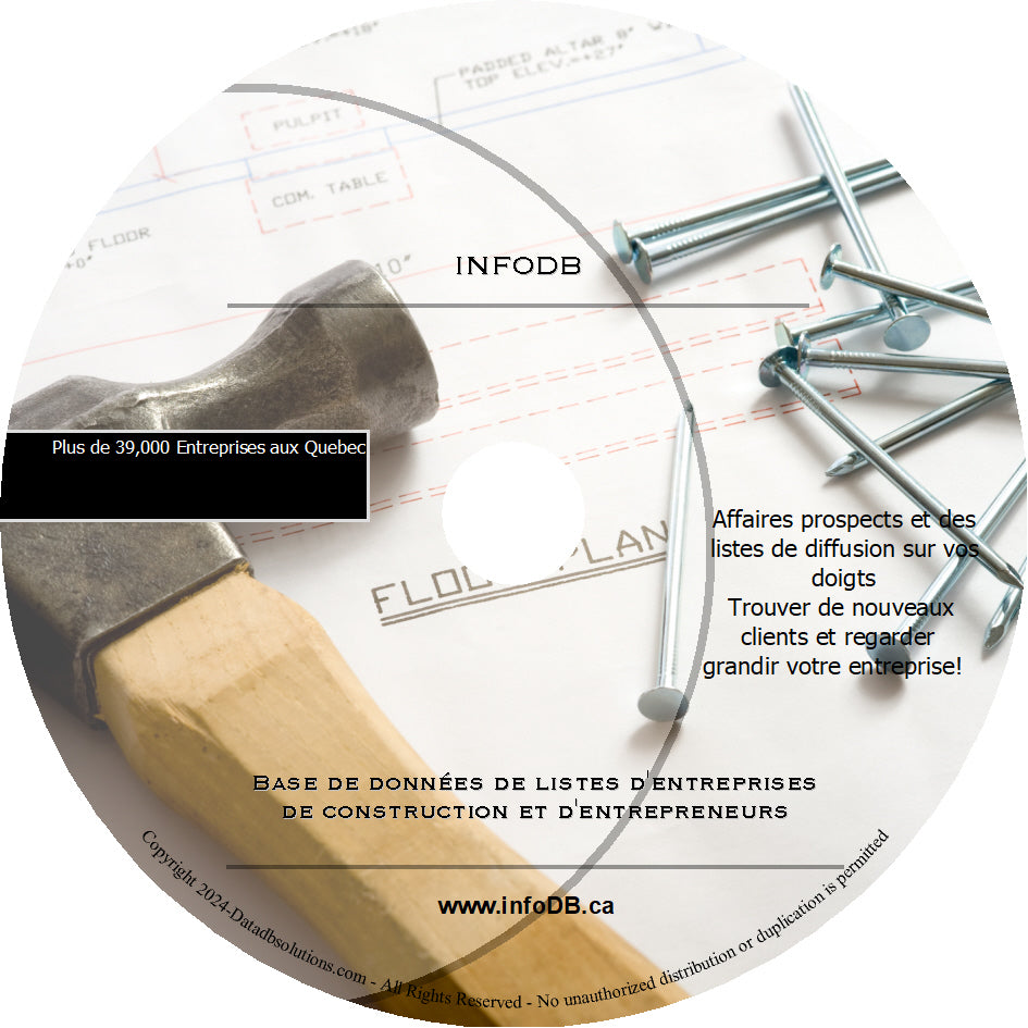 CONSTRUCTION Liste Des Entreprises - 39,000 listes d'entreprises et 8,600 listes de courriels