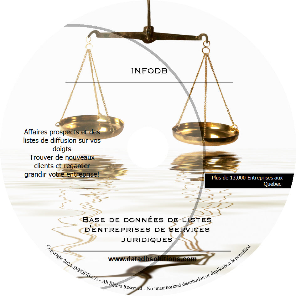 JURIDIQUES Liste Des Entreprises- Contient 13,000 listes d'entreprises