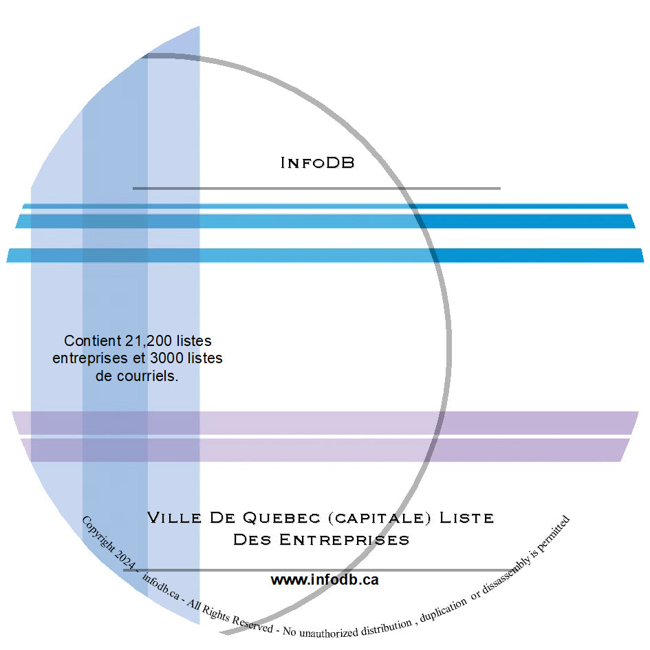 VILLE DU QUEBEC Liste Des Entreprises - 21,100 listes d'entreprises et 3,200 listes de courriels.